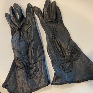 1940s-1950s Moss Black Leather Gloves
